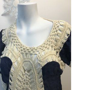 Boho Bohemian Crochet Crepe Cover-up Swim Beach Tunic Top Free People